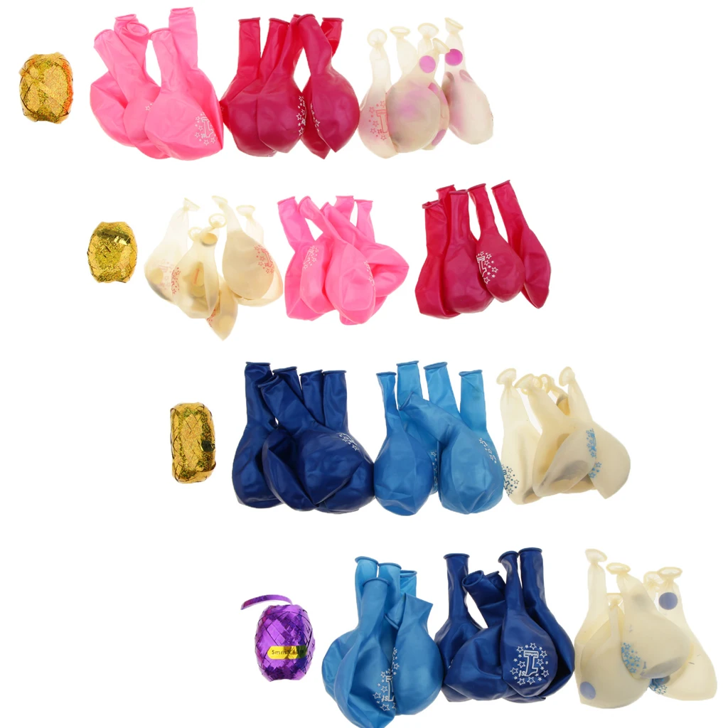 15 Pack Premium Quality Latex Balloons with Paillette Confetti and Ribbon 1st Birthday Party Baby Shower Decor Accessory | Дом и сад