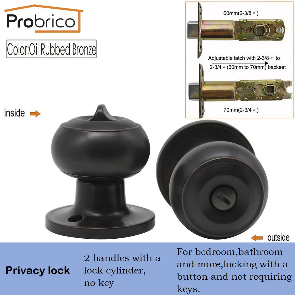 Probrico замок конфиденциальности для межкомнатных дверей передние и задние круглые