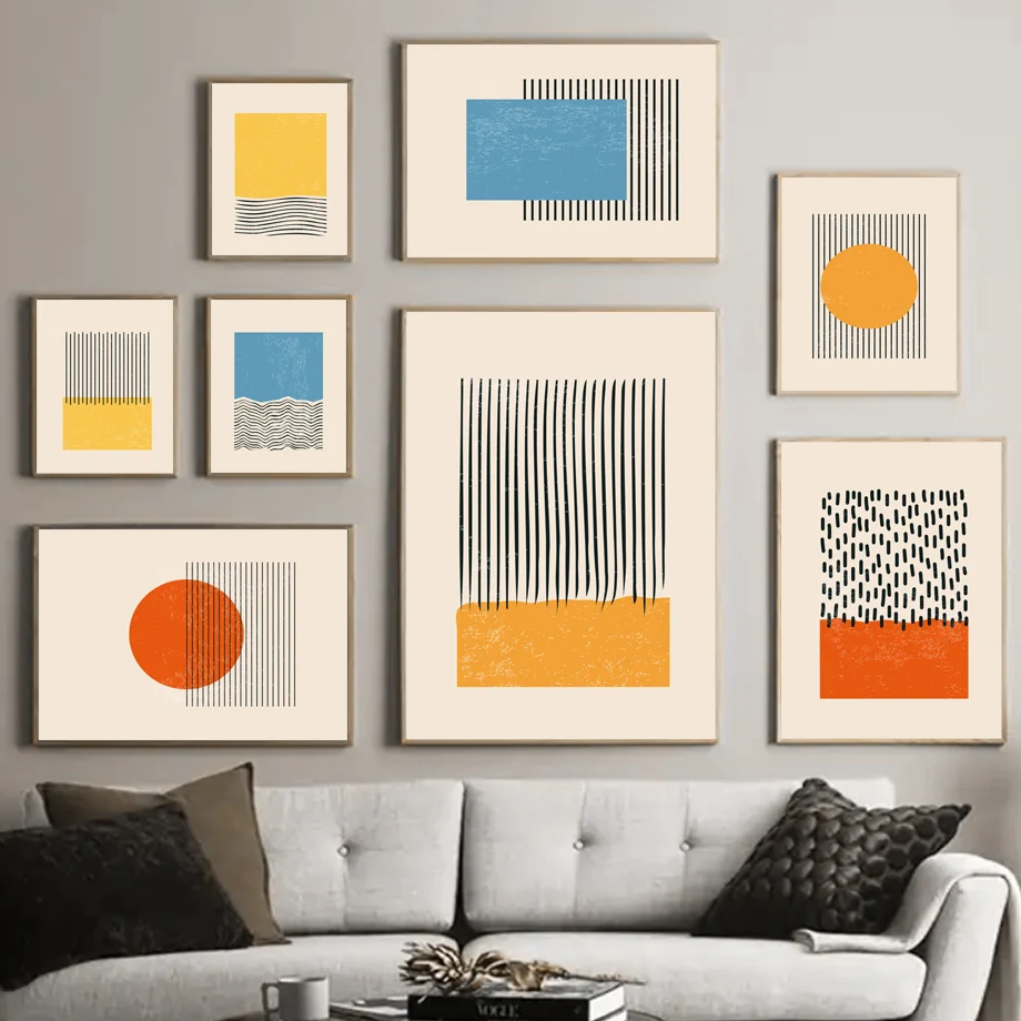 

Abstract Point Line Surface Round Nordic Posters And Prints Geometry Art Canvas Painting Wall Pictures For Living Room Decor