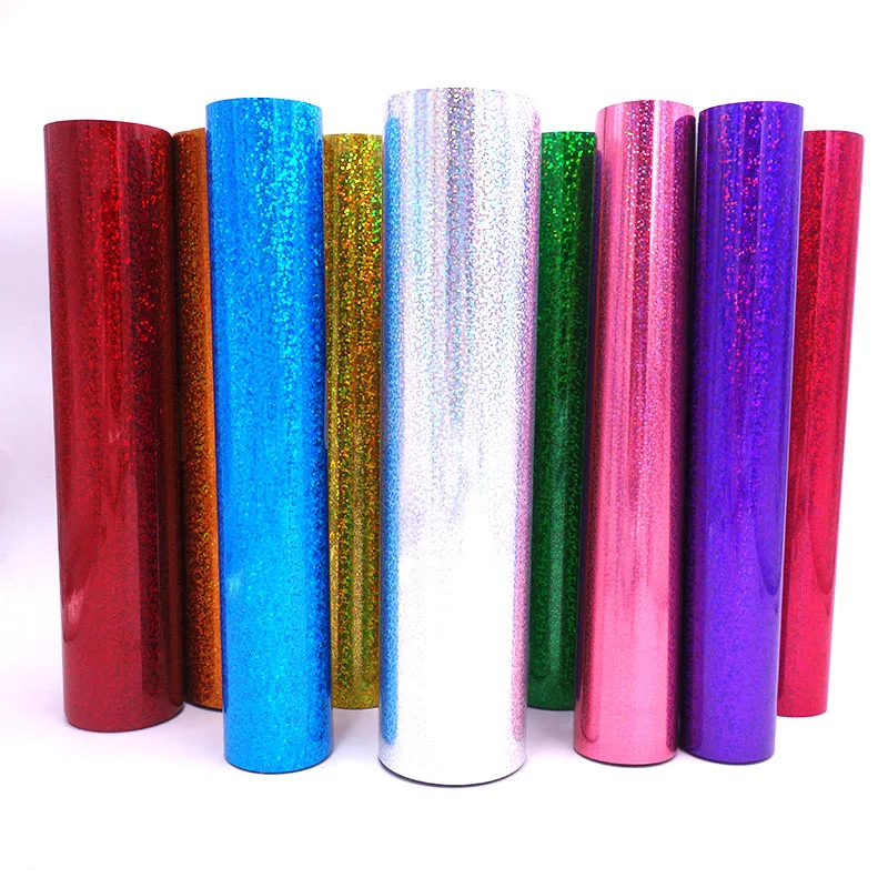 Виниловый голографический аппарат HTV 10 цветов с теплопередачей блестящий лазер