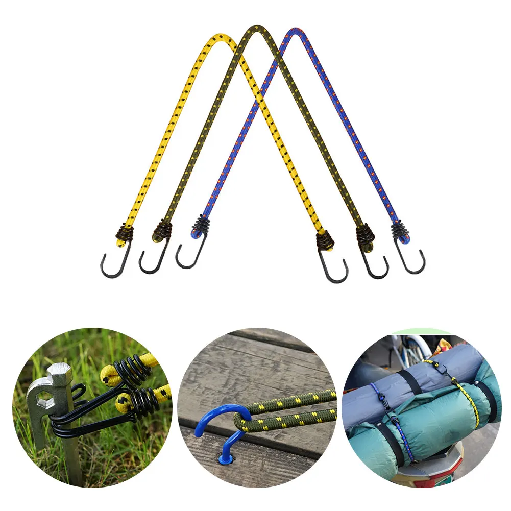 

Hiking Tent Accessories Elastic Rope Ball Bungee Cord Tarp Tie Down Strap Elasticity Tied Rope With Hooks Outdoor Accessories
