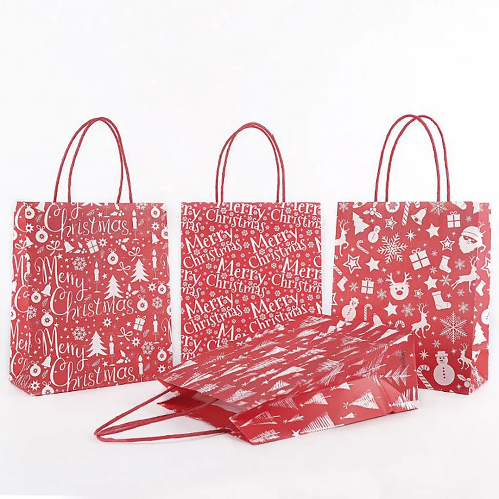 4 шт Рождественский Подарочный пакет крафт-бумажные пакеты коробка для конфет