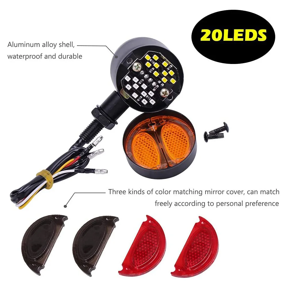 

2pc Motorcycle Led Turn Signals Light with Brake Running Indicator Light for Cafe Racer Bobber Sporster Softail Dyna Chopper ATV