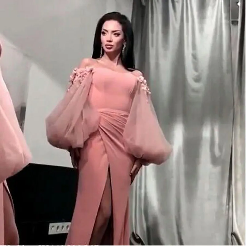 

Женское атласное вечернее платье-русалка, с длинным рукавом и V-образным вырезом