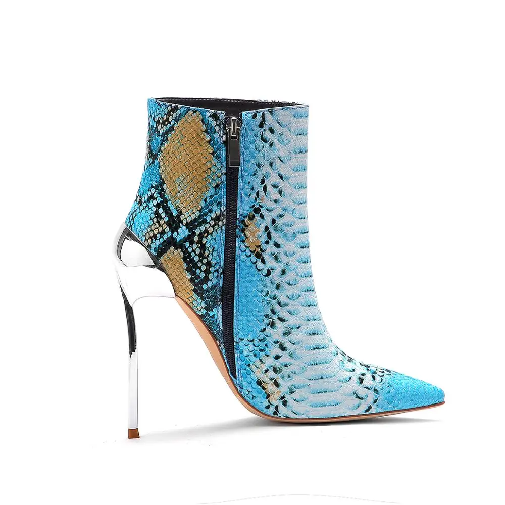 Женские ботильоны на металлическом каблуке с острым носком|Женские полусапожки|