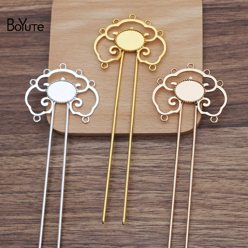 

BoYuTe (5 Pieces/Lot) 13*18MM Oval Cabochon Base Welding 12*115*2MM U-Shaped Hairpin Handmade DIY Hair Accessories Materials