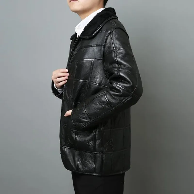 Модная теплая мужская куртка мужские клетчатые пальто с отложным воротником и