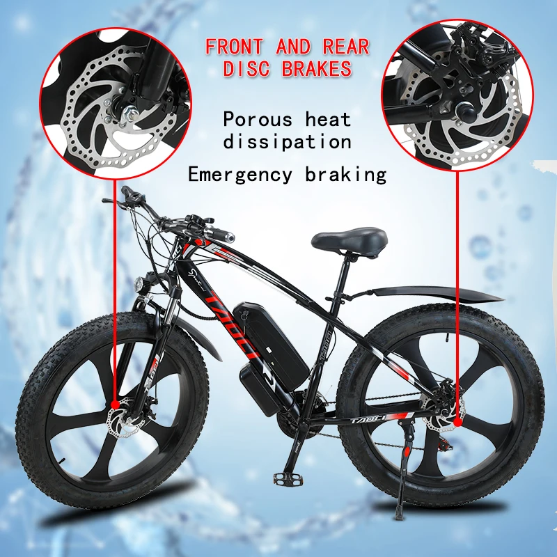 Online Elektrische Fahrrad 48V 1000W Schnee EbikeBicycle Erhöhen 26-zoll Fett Reifen Elektro Leistungsstarke Motor Fett Reifen Fahrrad City Mountain Schnee