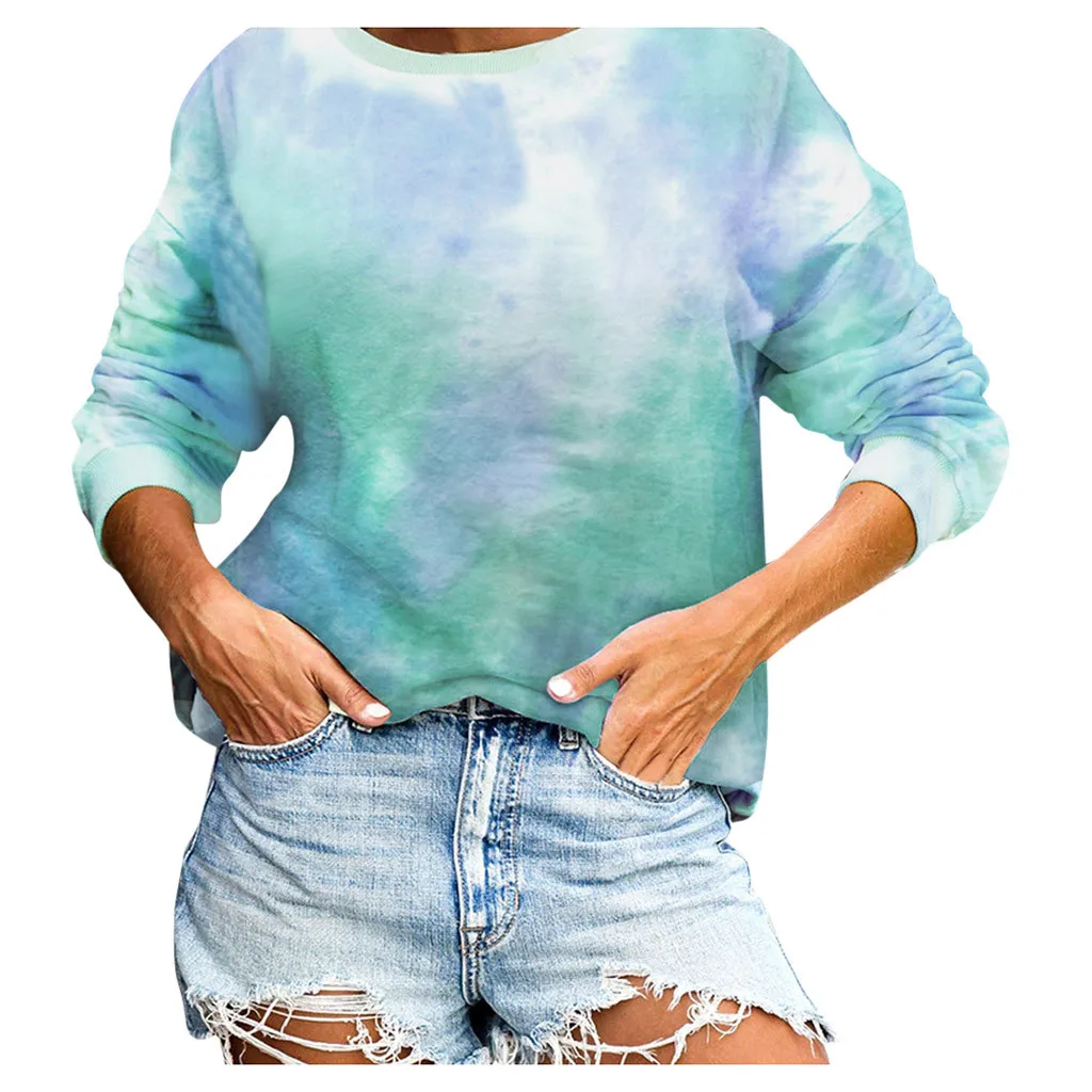 Женская толстовка с галстуком краской уличная принтом пуловеры мода 2020