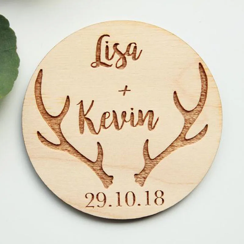 Свадьба из рога оленя Сохранить дату Магнит Приглашения деревенского дерева