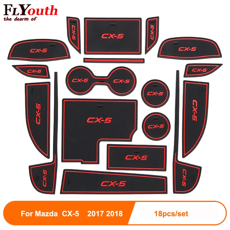 

For Mazda CX-5 CX5 CX 5 2013-2018 18pcs Rubber Mat Door Mat Anti-slip Cup Pad Interior Decoration Accessory Gate Slot Pad
