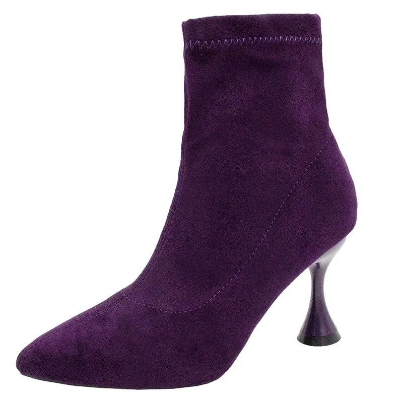 

winter Women snow Boots Pointed Toe Slip On casual High Heels boots Ankle Pumps dress Botas women snow Boots Zapatos Mujer