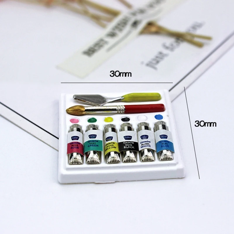 

1:12 Scale DIY Dollhouse Miniatures Wooden Watercolor Paint Tool Coloring Watercolor Dollhouse Decoration