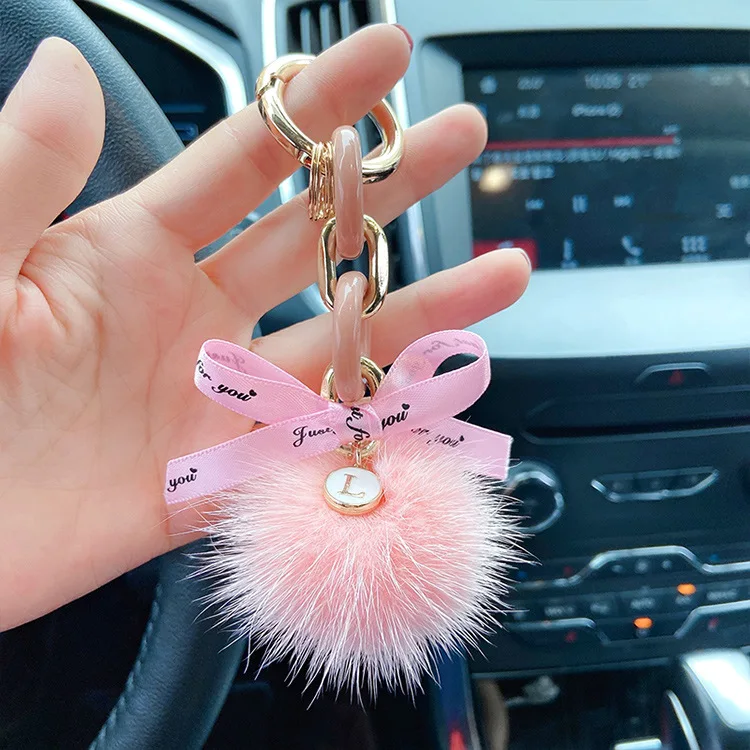 Fashion Creative Korean Bow Hair Ball Keychain  Trend Personality Girl Charm Key Chain   Ladies Gift Bag Mobile Phone Keychain