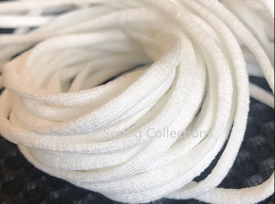 Высококачественная Белая мягкая плоская эластичная лента dia.4 мм из спандекса