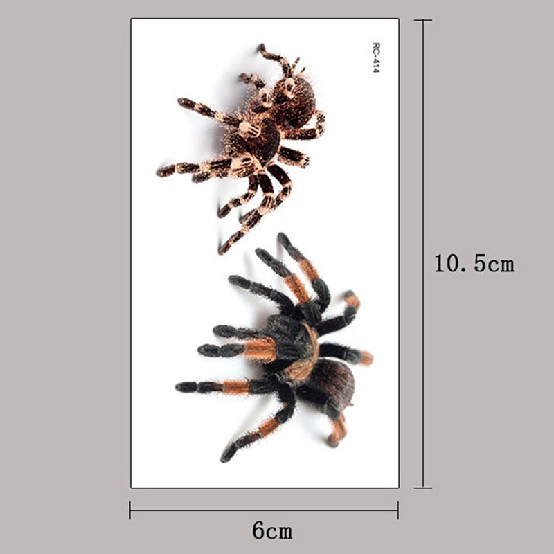 1/5pcs 3D Spider Halloween Tattoo Water Transfer Flash Tatoo Fake Tattoo Waterproof Temporary Tattoo Sticker For Men Women