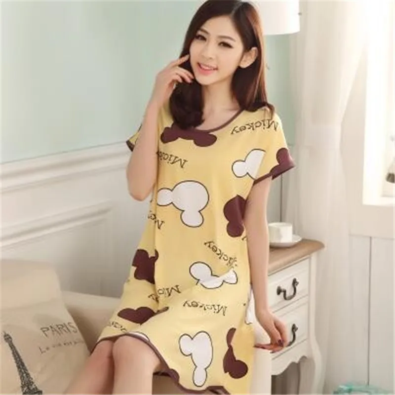 Женская ночная сорочка с коротким рукавом и принтом 26 видов|Ночные сорочки