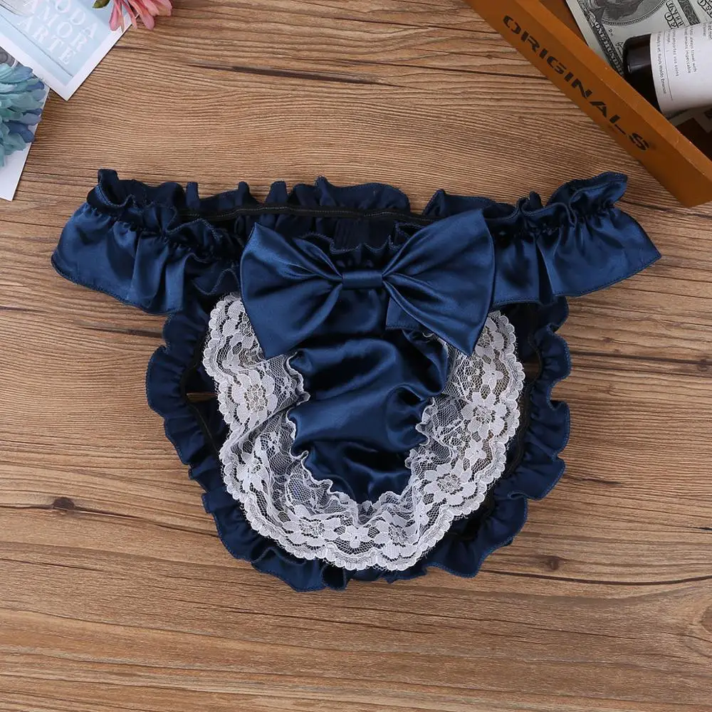 Трусы мужские с вырезами на спине атласные бантиком | Тематическая одежда и