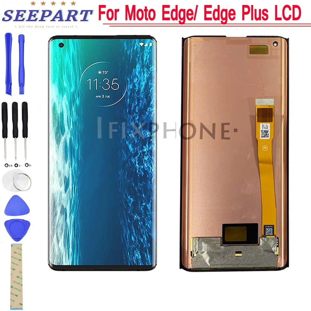 

For Motorola Moto Edge+ LCD XT2061-3 With Frame Touch Screen Digitizer For Moto Edge Display XT2063-3 Panel For Moto Edge Plus