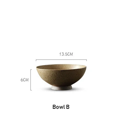 Bowl B Керамические тарелки ручной работы в стиле ретро, керамическая тарелка в японском стиле, миска для фруктов, пеньковая веревка, ручка, домашний декор, набор посуды 1226 - Цвет: Bowl B