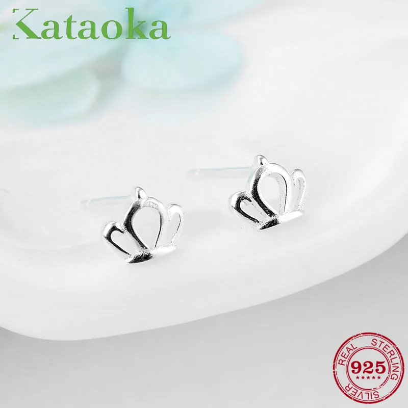 100% подлинное серебро 925 пробы маленькие серьги в форме короны рождественские