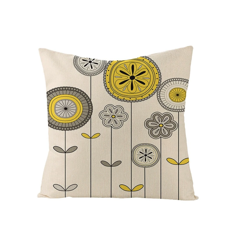

4PCS Pillow Case Flax Square Decorative Cushion Cover for Sofa Home Decor Printed Throw Pillowcase