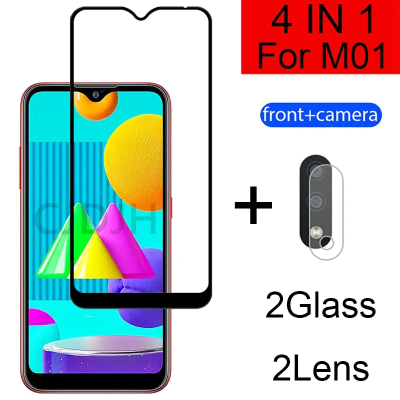 4 в 1 камера + закаленное стекло для Samsung galaxy M01 HD полное покрытие защитная пленка 9H