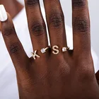 Ювелирные изделия, изящные циркониевые A-Z кольца с инициалами для женщин, серебряные Регулируемые кольца с инициалами, подарок, дружба