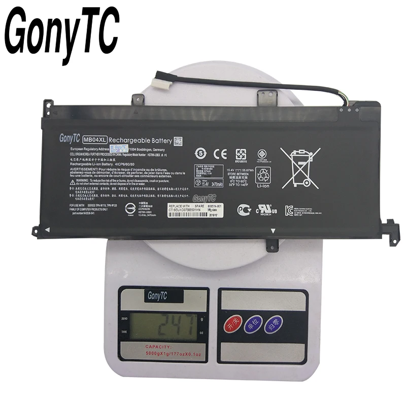 GONYTC оригинальный 15 4 V 55.67Wh ноутбук Батарея для MB04XL HQ-TRE 844204-850 843538-541 TPN-W119 MB04 |