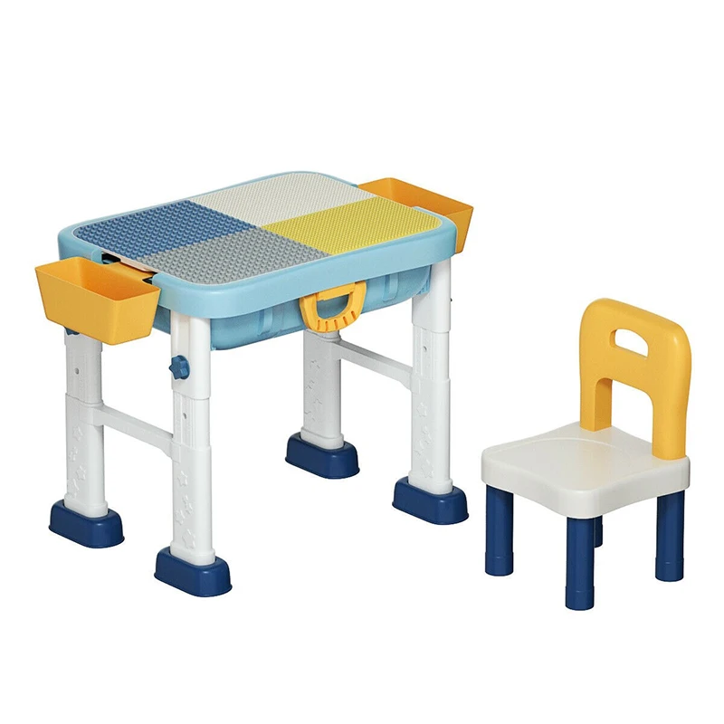 

6 In 1 Kids Activity Table Chair Set 3 Heights Adjustable Safe ABS Materials Learning Multifunction Children Furniture Sets