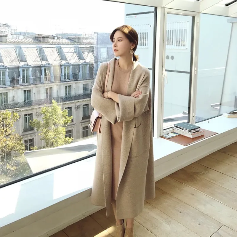 2019 Women Poncho Long Sleeve Loose Style Knitted Sweater Coat Big Size Cardigans Jumper Casaco Feminino |