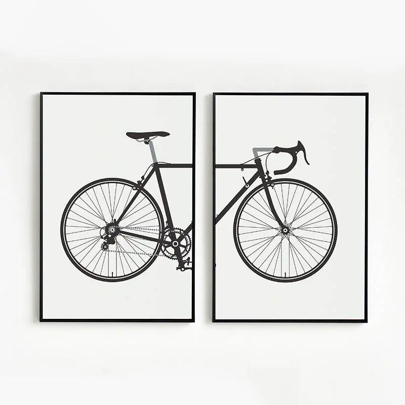 

Nordic Black And White Fashion Bike Painting Canvas Posters Living Room Scandinavian Wall Art Modular Bicycle Picture Home Decor