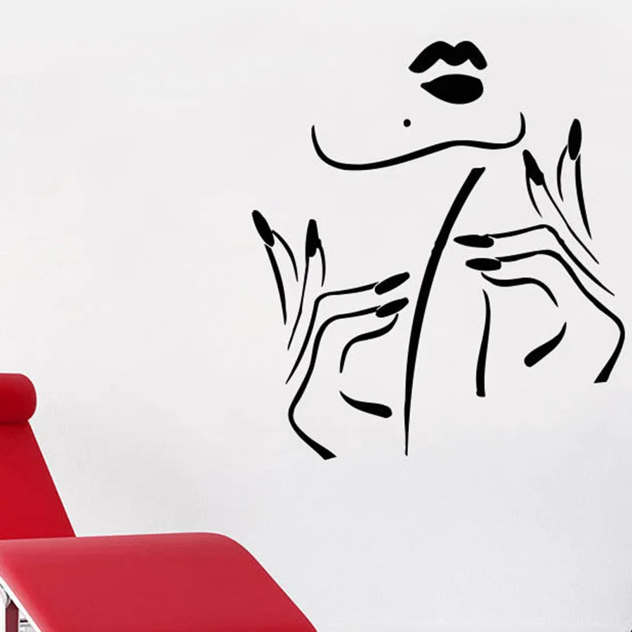 

Красота салон Наклейка на стену декор для оконного стекла нейл-арта салон стилист Наклейки на стены для девочек Спальня виниловые наклейки ...