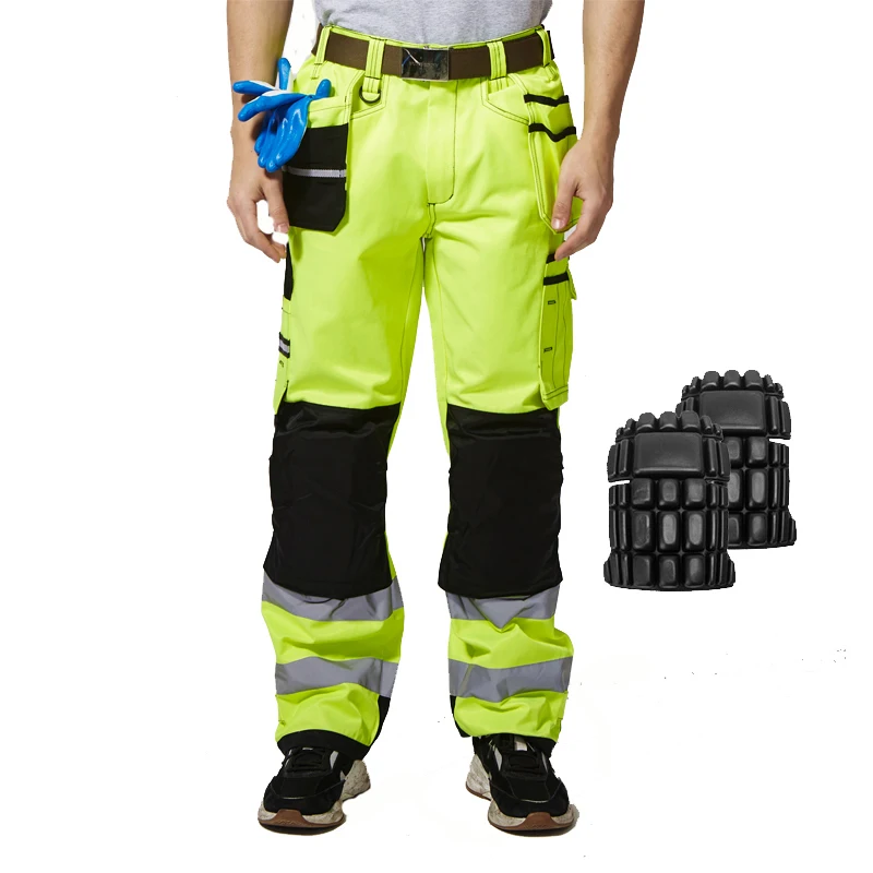 Hi Vis Tool Карманные штаны функциональная безопасность рабочая одежда рабочие брюки карго рабочие брюки с наколенниками Бесплатная доставка (art.: 7b2183a26) - 7b2183a26