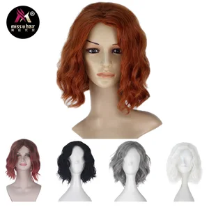 Парик Miss U с короткими вьющимися волосами для женщин, синтетический, серый, черный, светлый, белый, зеленый, для косплея, для взрослых, для вечевечерние, Хэллоуина