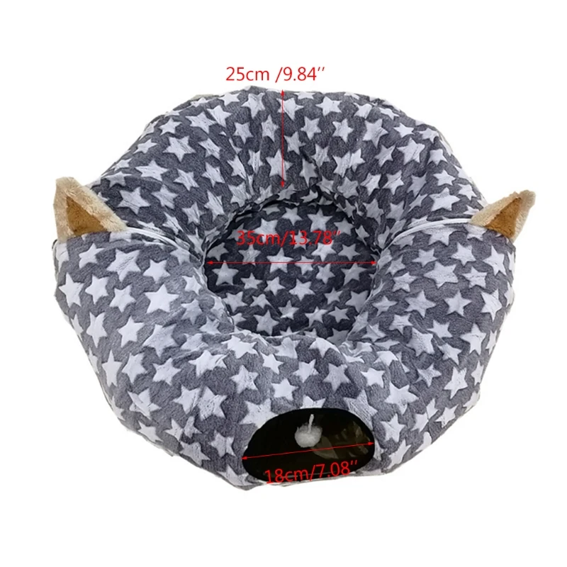 

Dog Tunnel Bed with Cushion Kitten Longer Crinkle Collapsible 3 Way Tube Toy