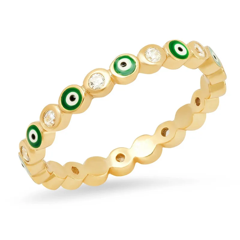 2020 богемные радужные золотые кольца Стразы с эффектом сглаза для женщин