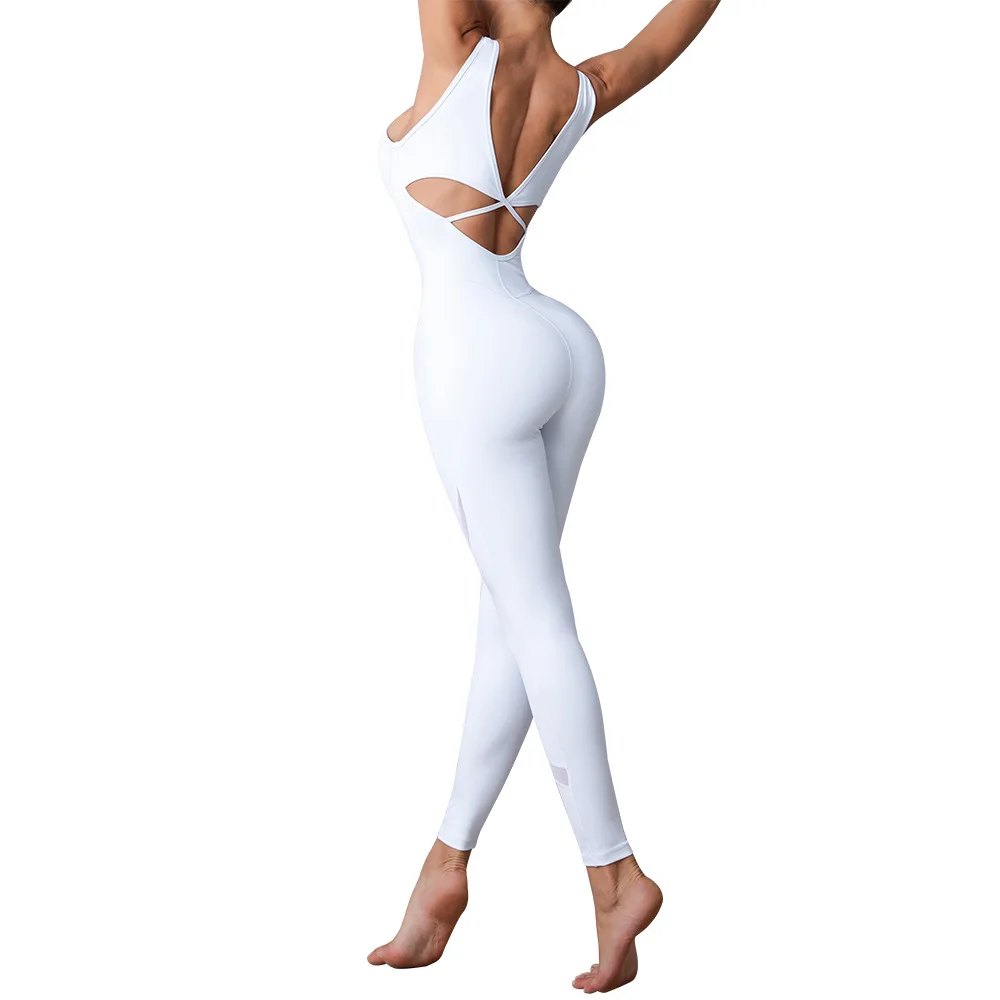 

2021 Jumpsuit for Women's Yoga Set One Peice Sexy Cross Back Workout Set Tracksuit Seamless Leggings