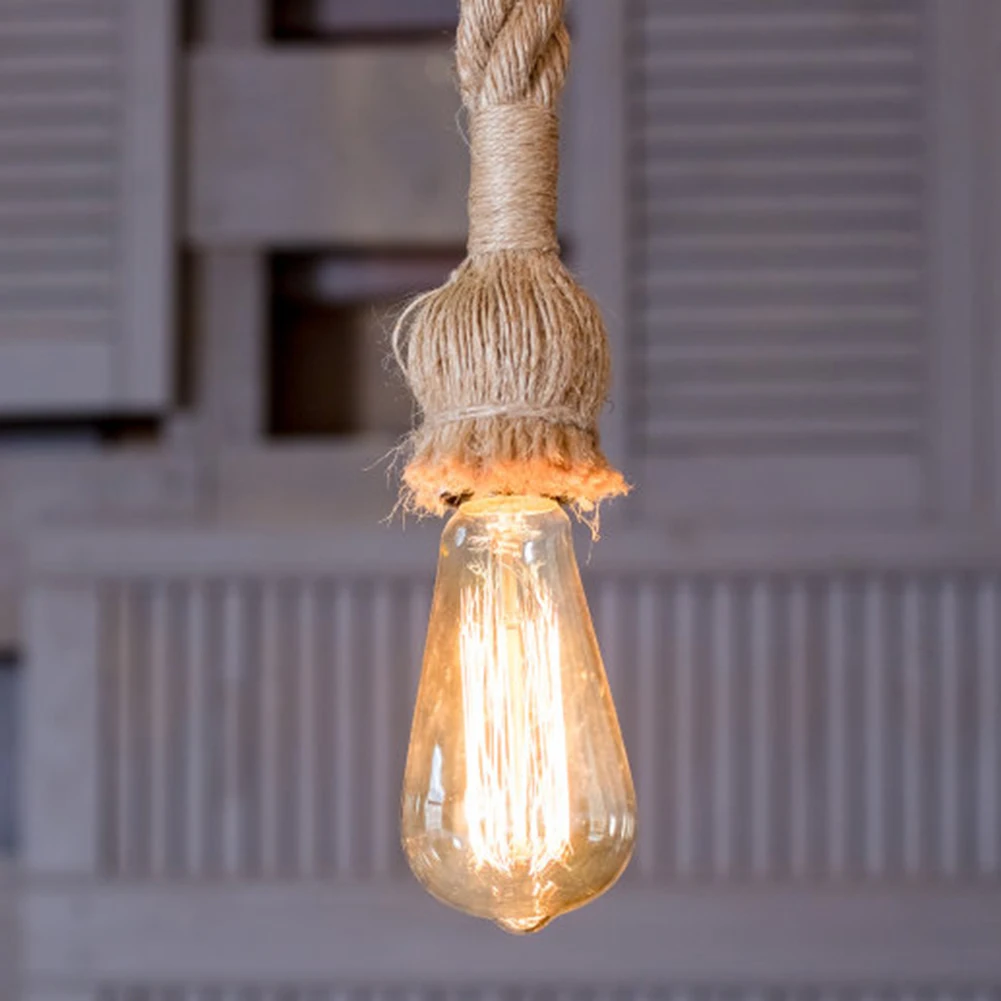 

E27 Lamp Base Holder Retro Natural Jute Decorative Rope Electric Cord Chandelier E27 Bulb Connector Cable Adapter for Room Decor
