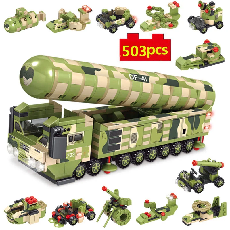 

Military Series World War 12-in-1 World War DF-41 missile launcher soldier Figures DIY Model Building Blocks Bricks Toys Gifts