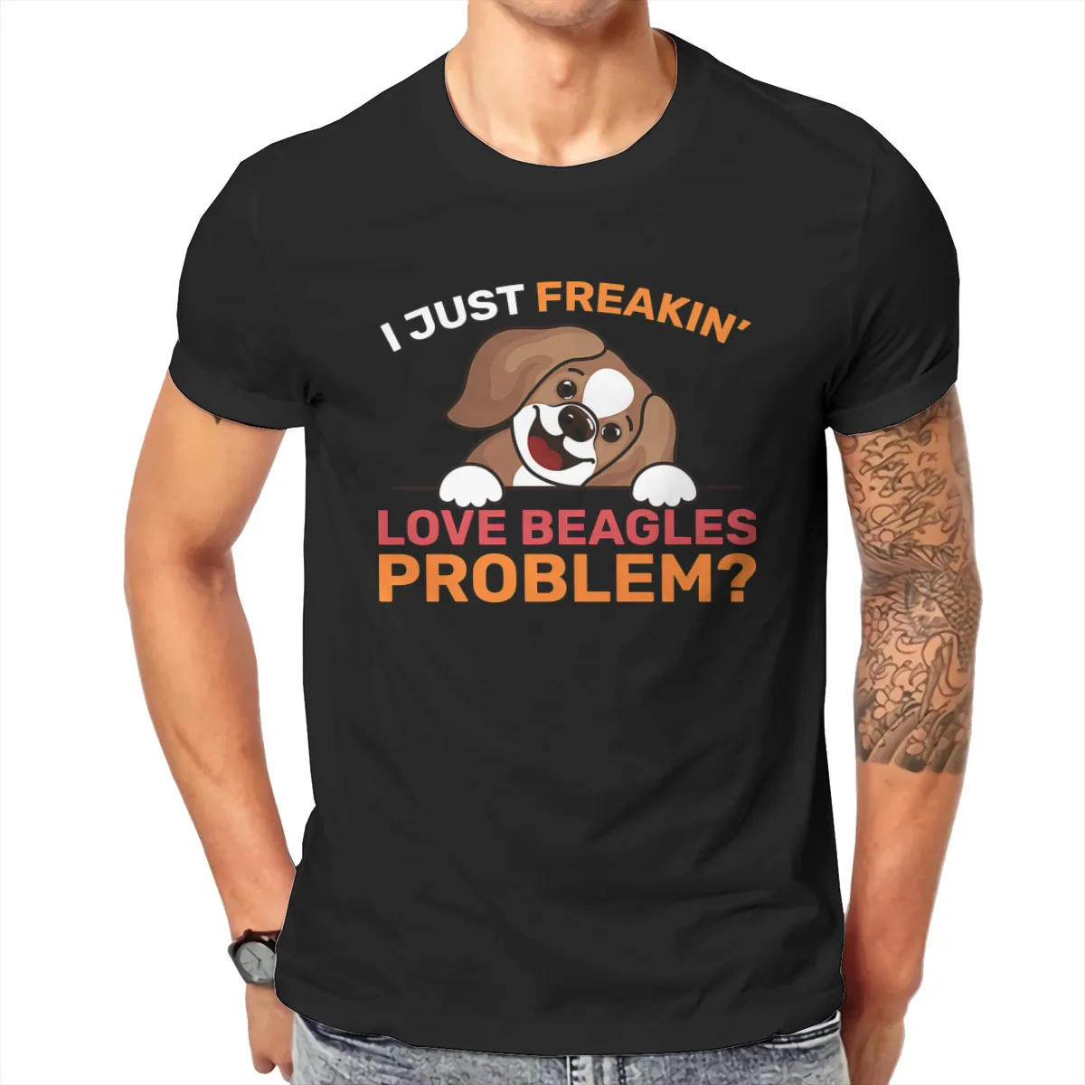 

Beagles I Just Freakin Love Dogs Problem Paw Dog Breed Paws Puppy Pup Pets Tshirt Design T shirt Men T shirt summer T-shirt