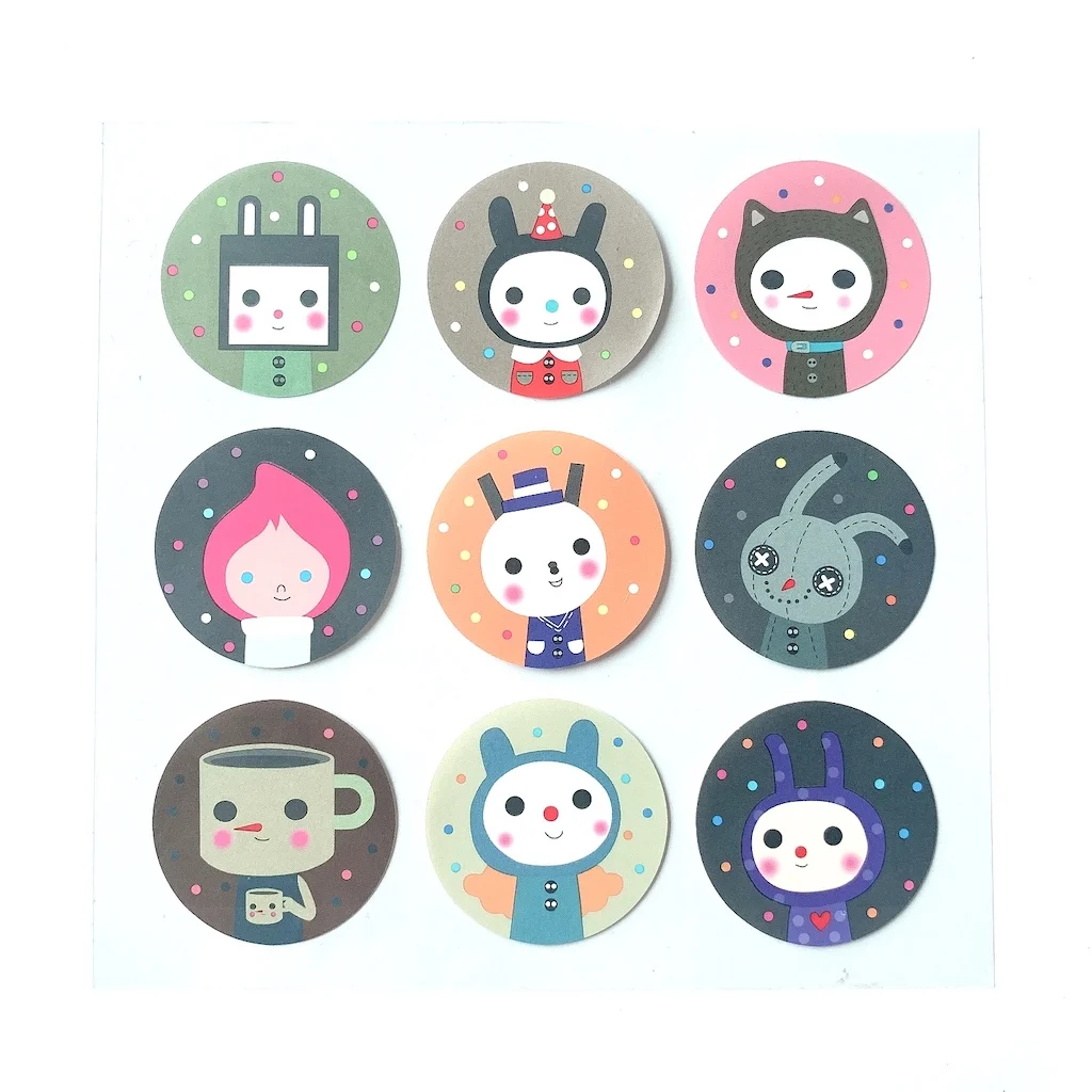

Kawaii Cartoon Sticker Sheet Cute Diameter 30mm
