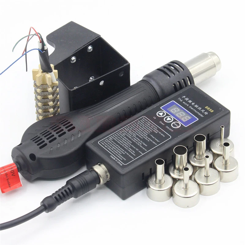 

100-300W 8858 Plug Portable BGA Rework Soldering Station Hot Air Blower Heater With Welding Tools