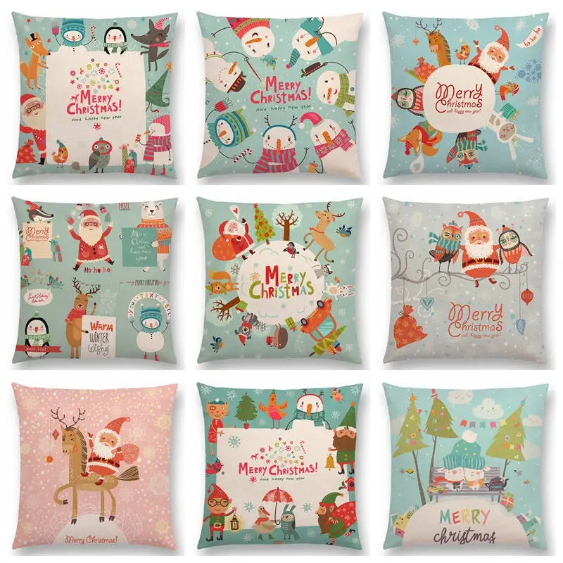 Счастливого Рождества Нового года Санта Клаус милый медведь лось Сова Пингвин