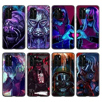 face mask style future silicone cover for huawei p40 p30 p20 pro p10 p9 p8 lite ru e mini plus 2019 2017 black phone case