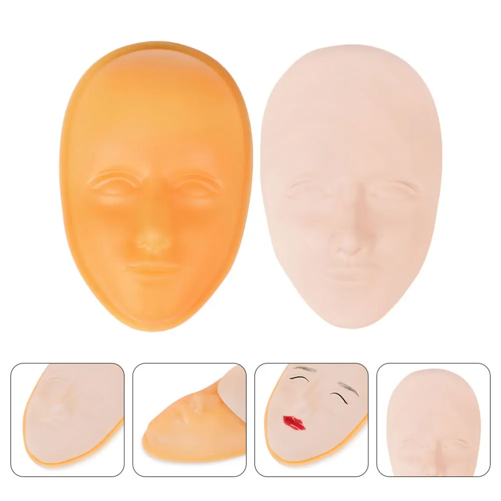 

2pcs Mannequin Head Fake Facial Training Skin with Practice Skin Base