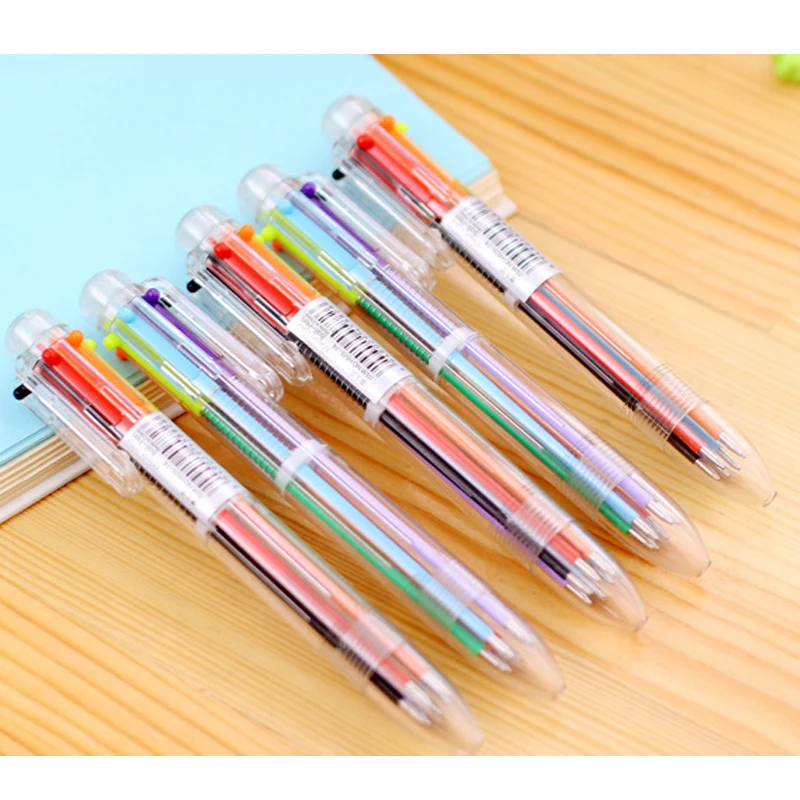 

Разноцветная шариковая ручка канцелярские принадлежности Пресс 6 цветов масляная ручка для офиса школьников шариковая ручка офисные прина...