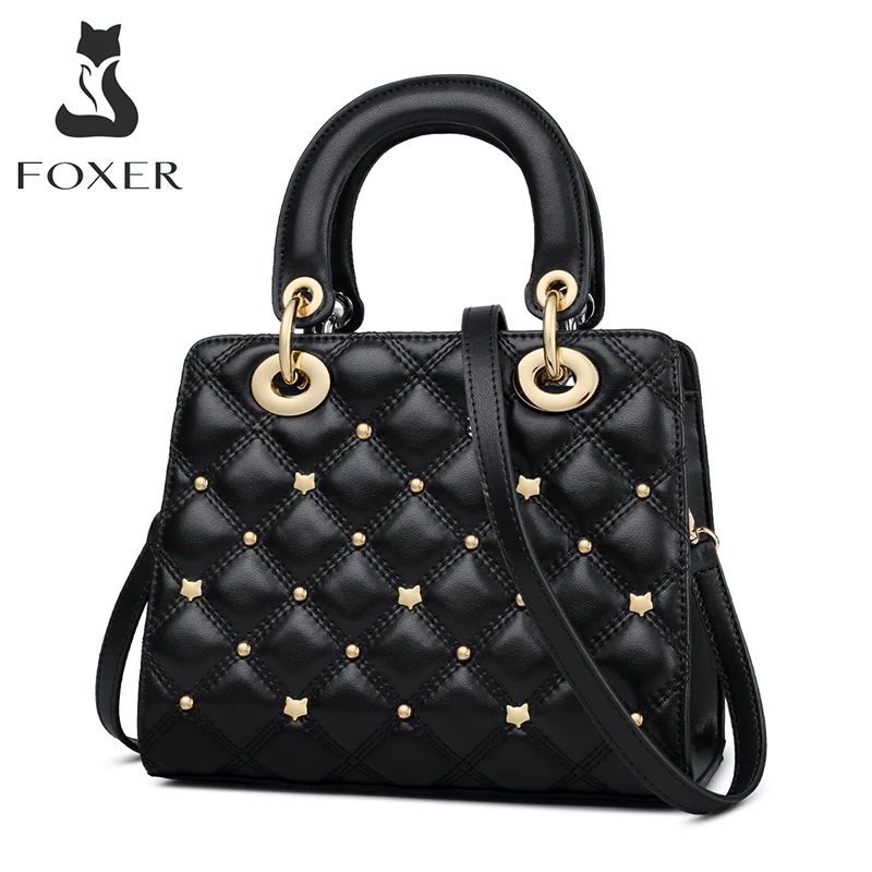 FOXER 2020 Новинка ромбовидная решетка женская сумка на плечо с ручкой дизайнерская