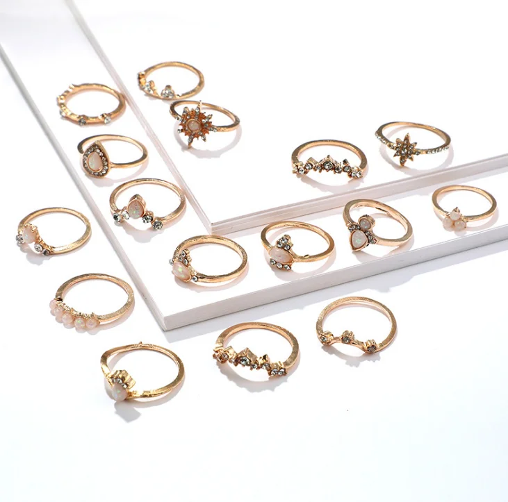 16 шт./компл. женское винтажное ювелирное изделие с кристаллами Геометрическая