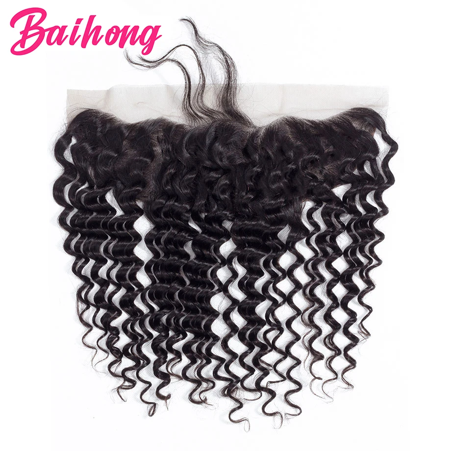 Фронтальная застежка на сетке с глубокой волной только 13x4 бразильские волосы